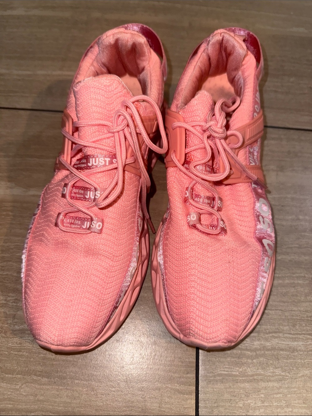 Women's Coral Pink Knit Athletic Sneakers